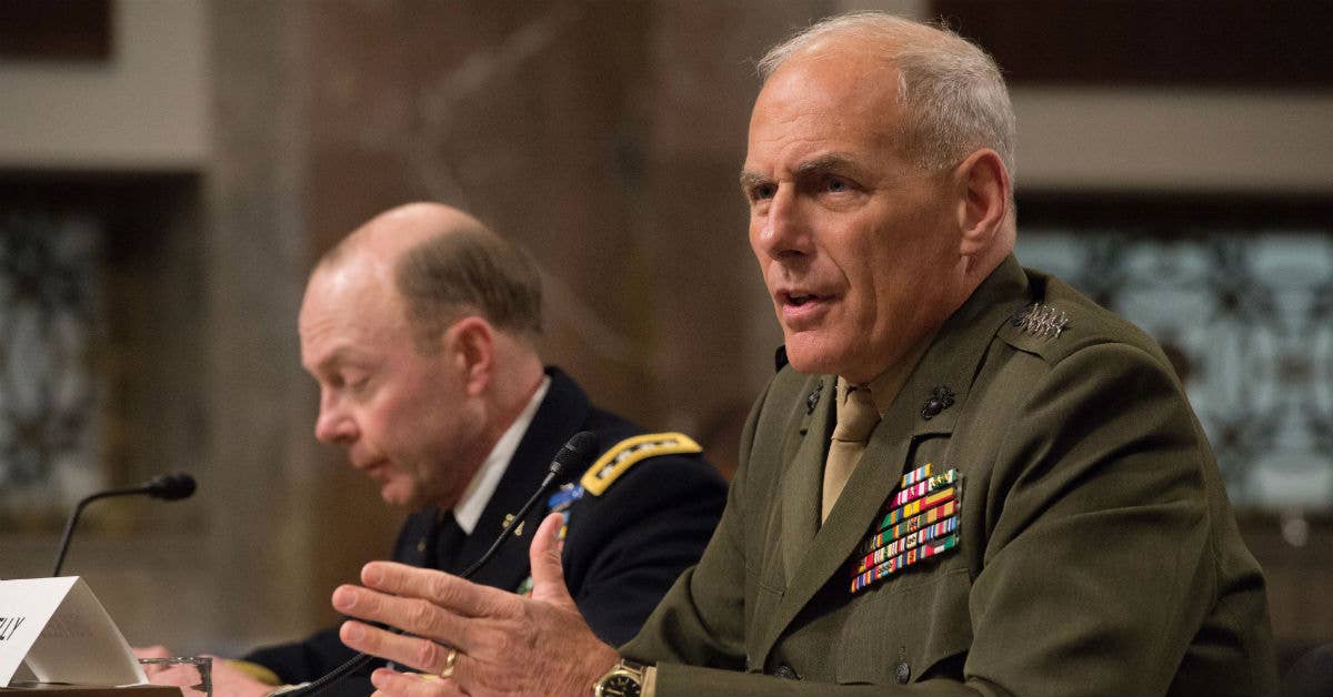 Marine Corps Gen. John F. Kelly, commander of U.S. Southern Command, testified before the Senate Armed Services Committee on March 12, 2015. (DoD photo by Navy Petty Officer 1st Class Daniel Hinton)