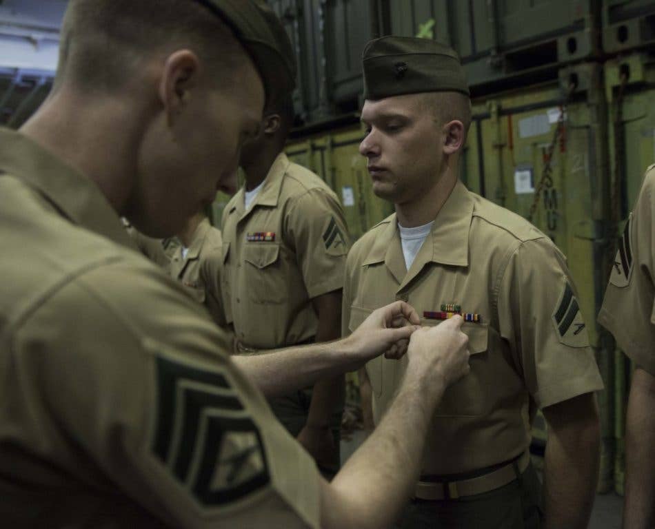And damn do Marines look sharp as hell when they're on leave. (Photo by Cpl. Brianna Gaudi)