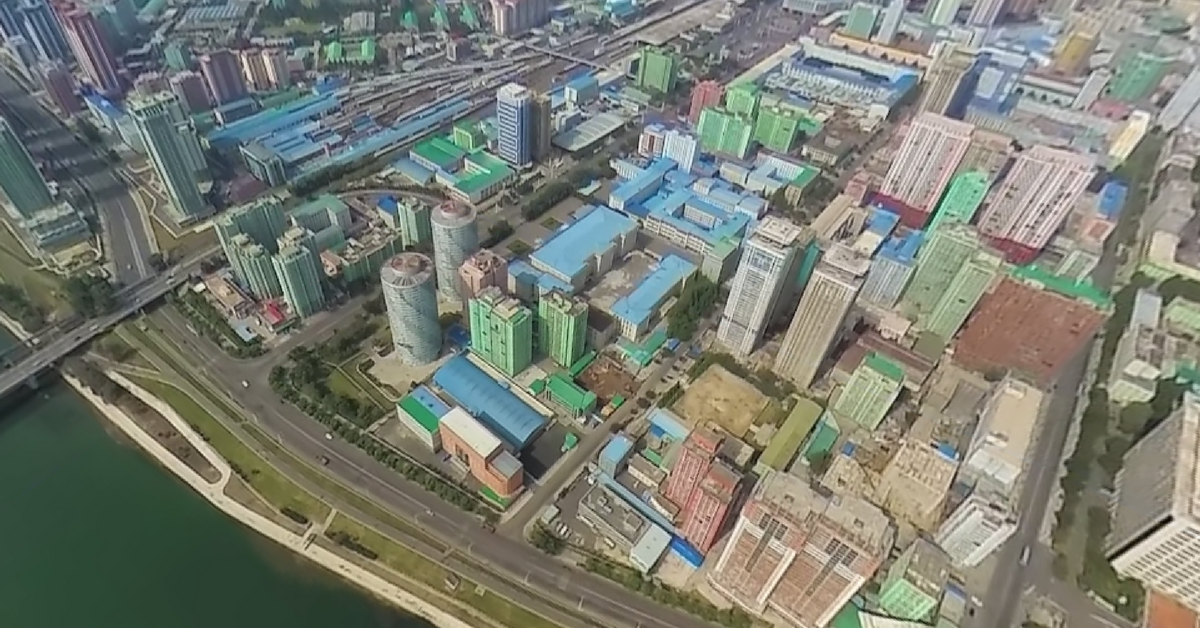 An aerial view of North Korean capital Pyongyang, taken by photographer Aram Pam. (Image via Youtube)