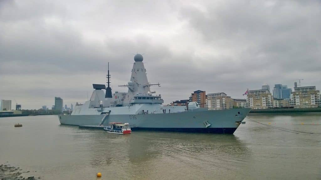 HMS Defender in London. (Wikimedia Commons)