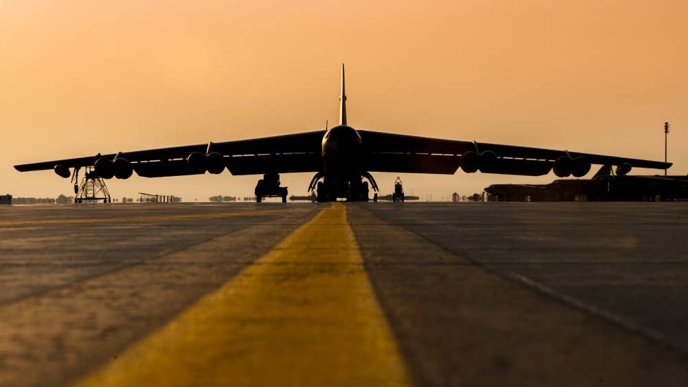 A B-52H Stratofortress is parked on the flightline at Minot Air Force Base, N.D., July 31, 2017. The B-52 has an unrefueled combat range in-excess of 8,000 miles. (U.S. Air Force photo by Senior Airman J.T. Armstrong)
