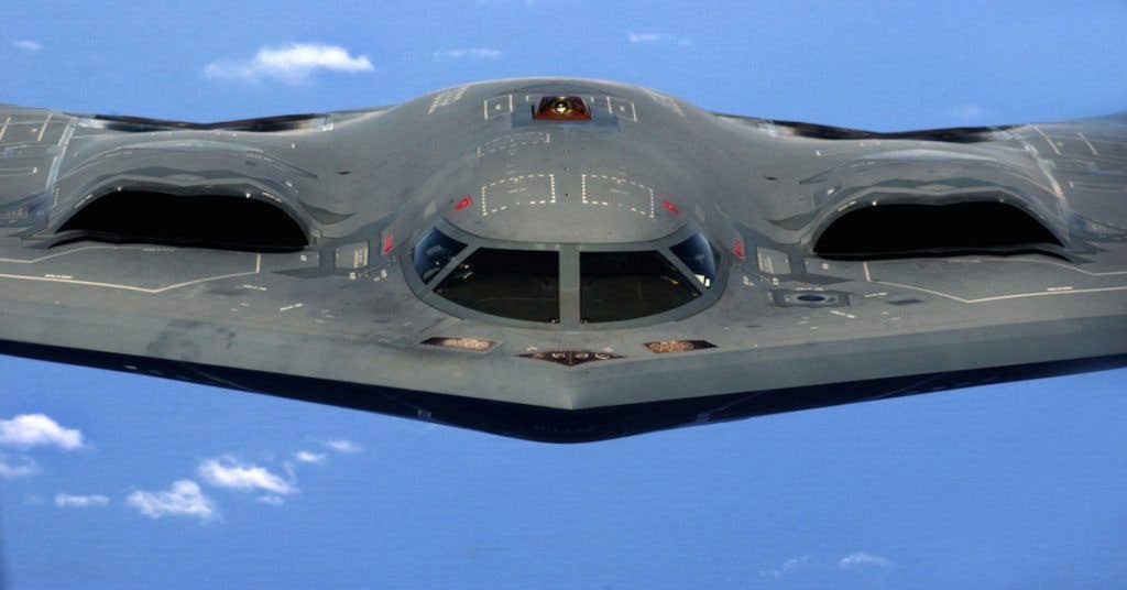A close up on the B-2. Notice low-profile intake vents.