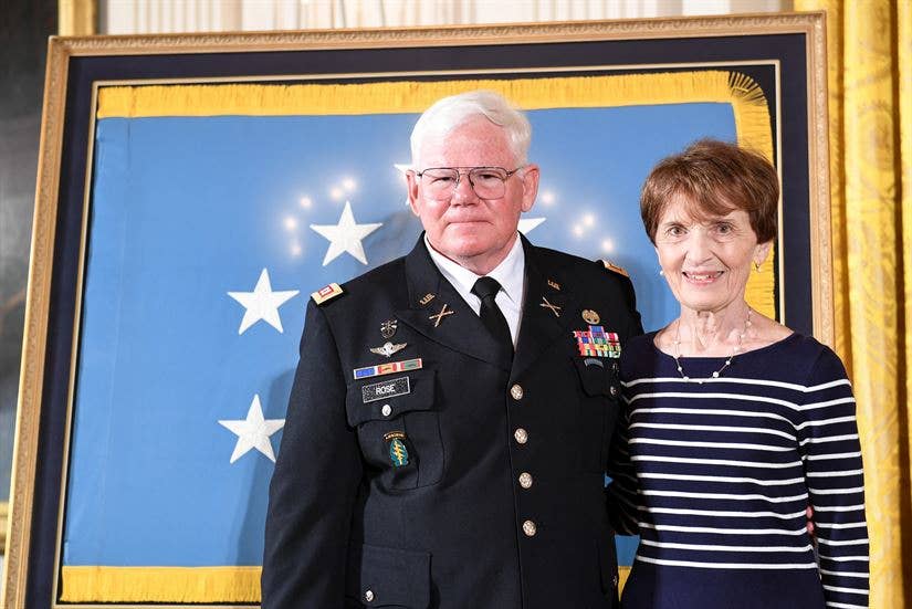 Retired Army Capt. Gary M. Rose and his wife, Margaret, prepare to attend a Medal of Honor ceremony at the White House, Oct. 23, 2017. (Army photo by Spc. Tammy Nooner)