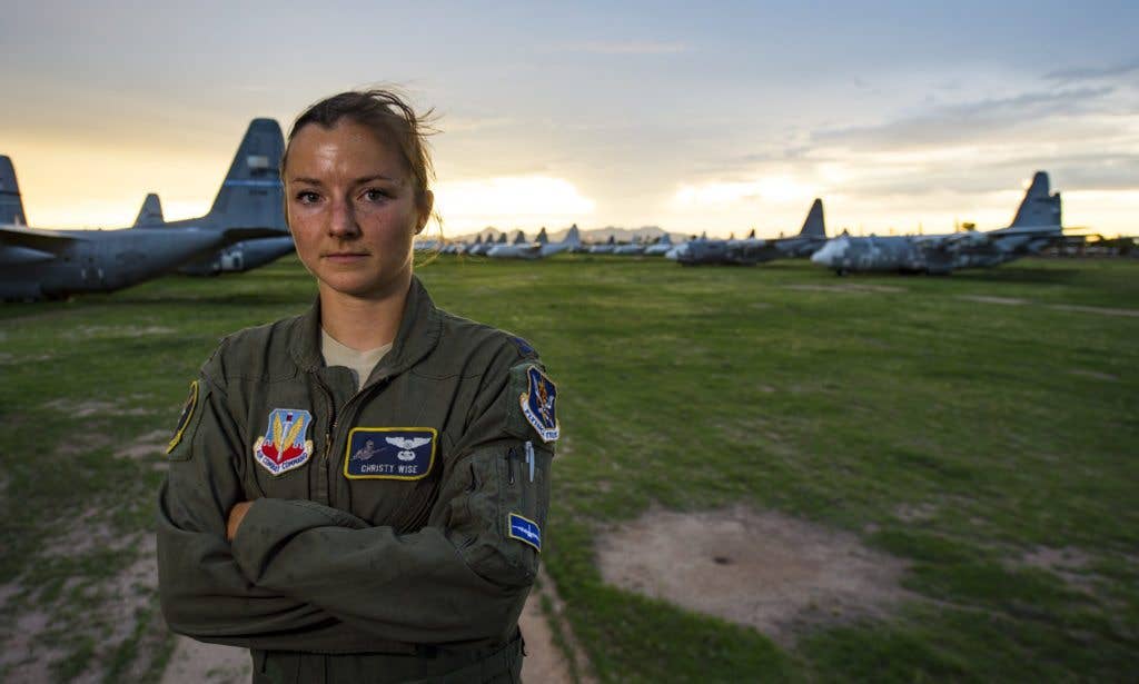 After losing her right leg above the knee in a boating accident. U.S. Air Force Capt. Christy Wise, an HC-130 pilot. Never doubted her self that she would return to serving her country and flying. (U.S. Air Force photo by Staff Sgt. Perry Aston)