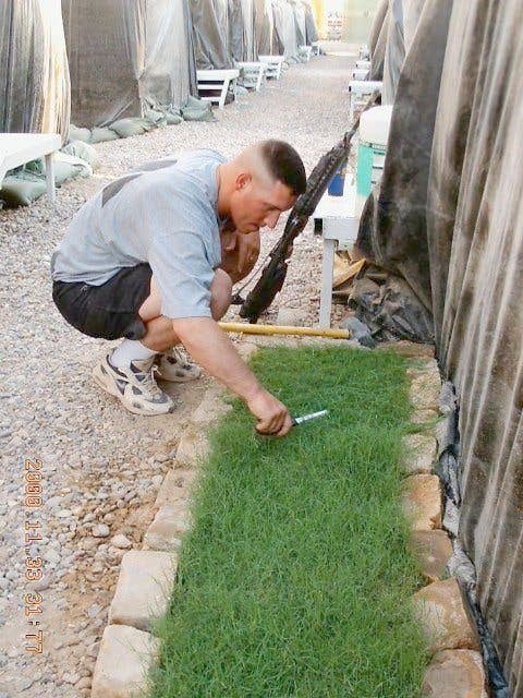 This guy got his grass sent in mail to have it on deployment. Step on his and you're screwed. (Image via Rallypoint)