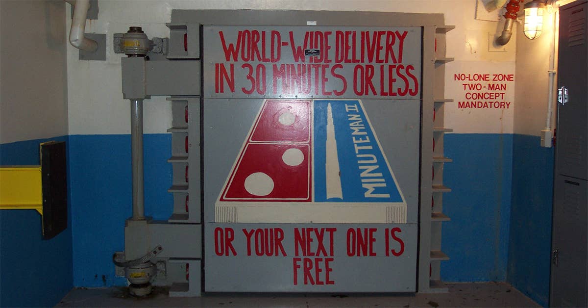 The doors have been painted at the Delta-01 launch silo. Photo from South Dakota Public Braodcasting.