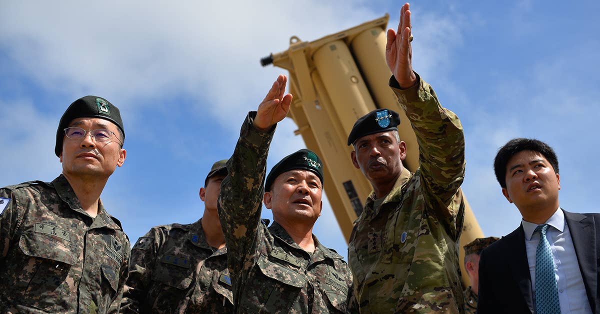 South Korea's Gen. Sun Jin Lee, Republic of Korea Army chairman and joint chiefs of staff visits Guam's Terminal High Altitude Area Defense, or THAAD, site Nov. 1, 2016, along with Gen. Vincent K. Brooks, commander of the combined US forces in South Korea. USAF photo by Staff Sgt. Alexander W. Riedel.
