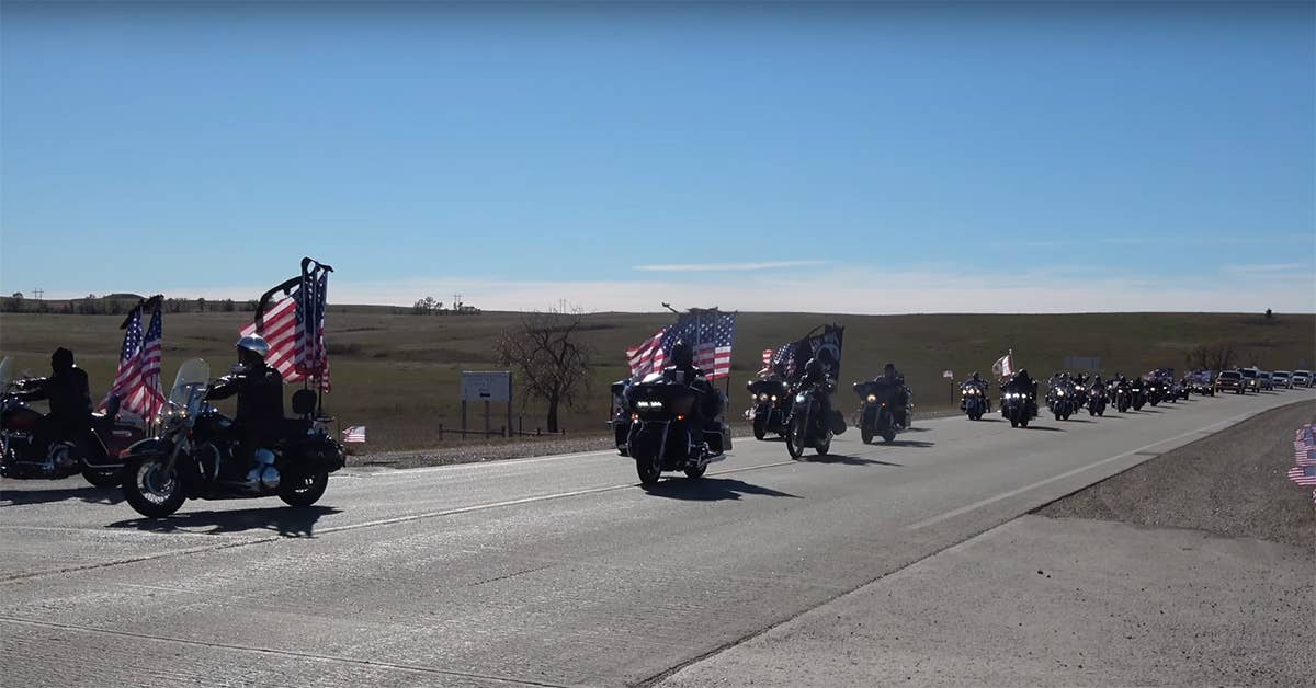 The procession for Sgt. Iyotte was estimated by some as being more than 15 miles long. Screengrab from a Rosebud Sioux Tribe YouTube video.