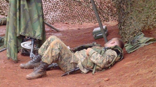 infantryman sleeping
