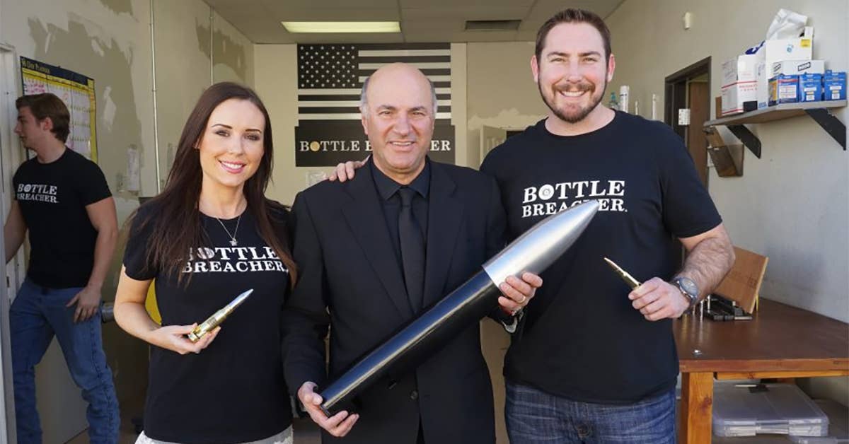 Jen and Eli Crane of Bottle Breacher with Shark Tank's Kevin O'Leary (center). O'Leary and Cuban (not pictured) both invested in Bottle Breacher. Photo courtesy of Bottle Breacher.