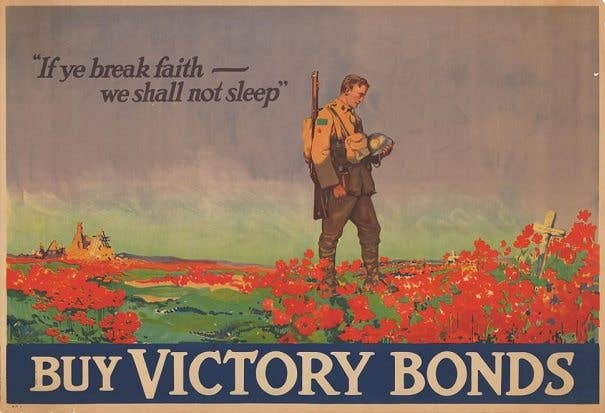 The poem and red poppies used to sell Canadian victory bonds