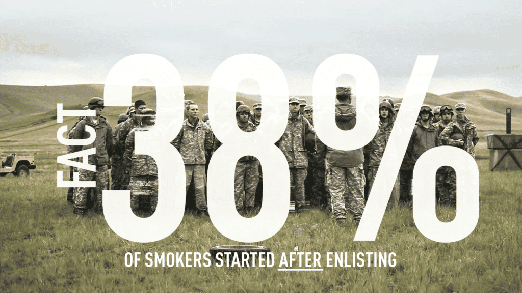 According to a U.S. Department of Defense memo, once they become smokers, members of the military face unique challenges in their battle against tobacco use, including prolonged deployments, cultural pressures, and access to cheap tobacco products. (Image via truth)