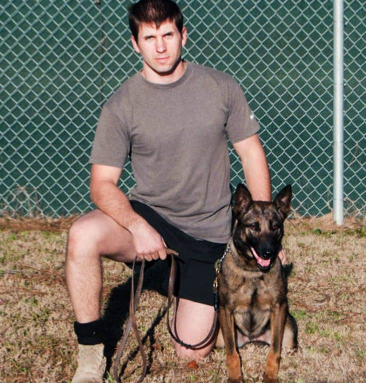 U.S. Army Ranger John Dixon and his working dog, Mika.