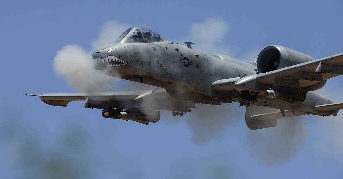 An A-10C Thunderbolt II assigned to the 75th Fighter Squadron performs a low-angle strafe using its 30mm GAU-8 rotary cannon. Planes like the A-10 have usually operated unimpeded over battlefields, to the benefit of American troops. (U.S. Air Force photo by Senior Airman Chris Drzazgowski)