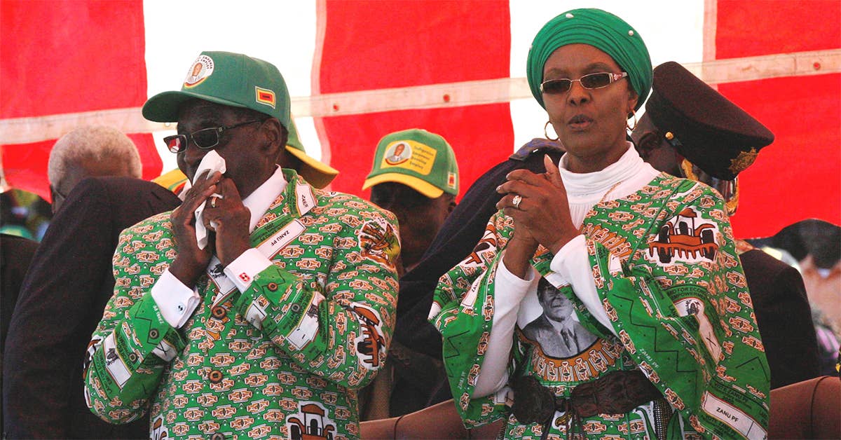 Robert and Grace Mugabe, 2013, in Harare, Zimbabwe (Photo from Wikimedia Commons user DandjkRoberts)