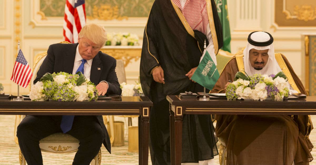 President Donald Trump and King Salman bin Abdulaziz Al Saud of Saudi Arabia sign a Joint Strategic Vision Statement. (Photo from The White House Flickr.)