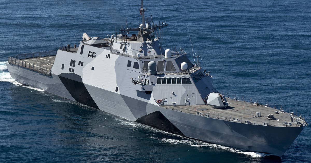The littoral combat ship USS Freedom (LCS 1) is underway conducting sea trials off the coast of Southern California. Freedom is the lead ship of the Freedom variant of LCS. (Photo by Mass Communication Specialist 1st Class James R. Evans)