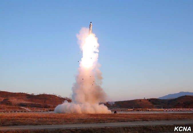 An earlier North Korean missile test. (Photo from KCNA)