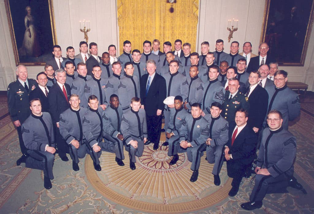 1996 Army Football team visiting the White House and President Clinton. (White House Photo)