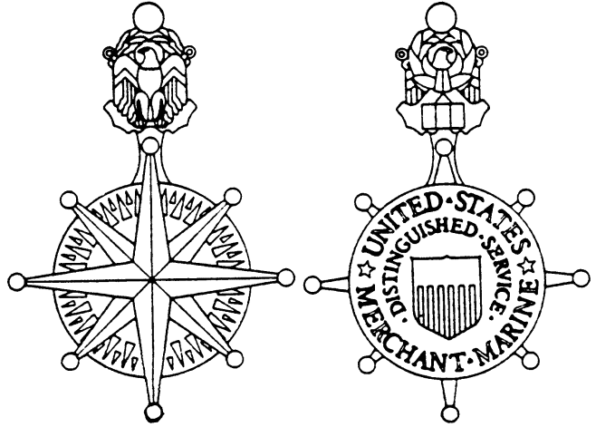 Front and back views of the Merchant Marine Distinguished Service Medal. (DOD graphic)