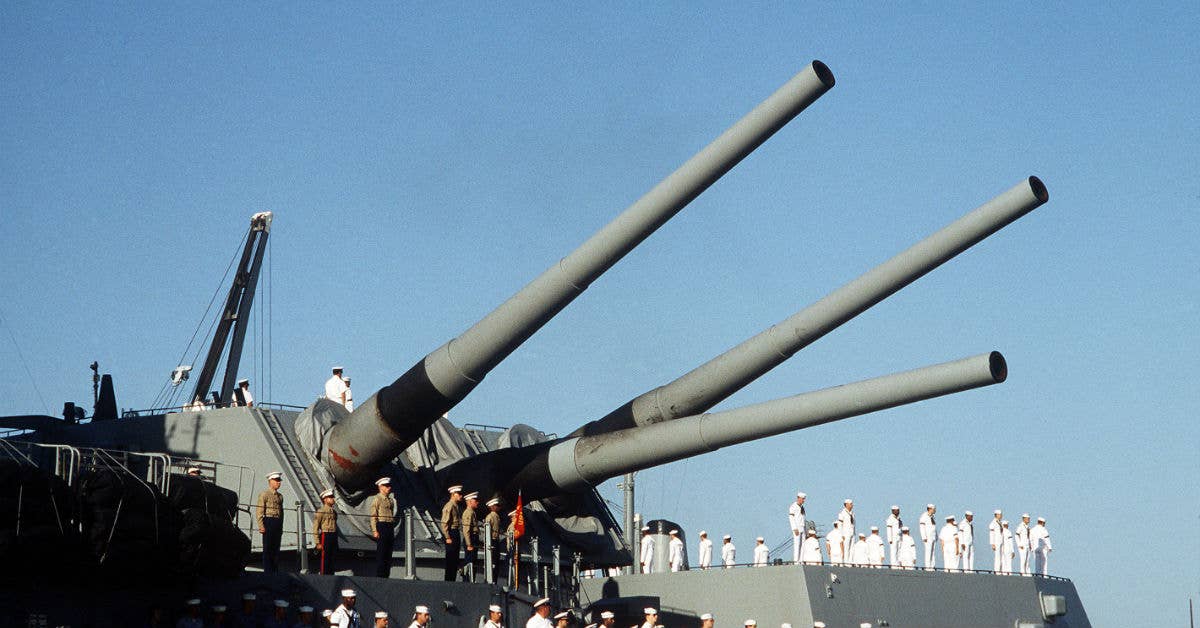 The massive cannons of the USS Iowa. (US Navy photo)