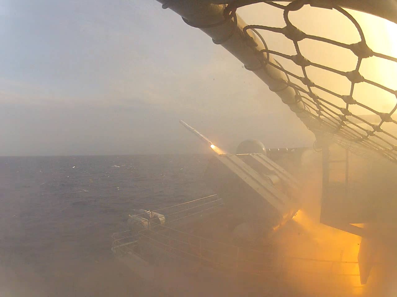 The aircraft carrier USS Theodore Roosevelt (CVN 71) test fires its NATO Evolved Sea Sparrow Missile System during a combat system ship qualification trial. Theodore Roosevelt is underway preparing for future deployments. (U.S. Navy photo/Released)