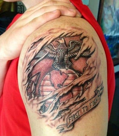A tattoo of an eagle