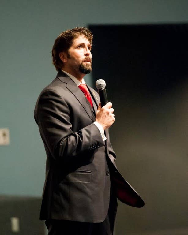 Former Navy SEAL and vet entrepreneur Jason Redman addresses the audience following the premiere of Until It Hurts in Norfolk, Virginia. (Photo: Eric Wickham)