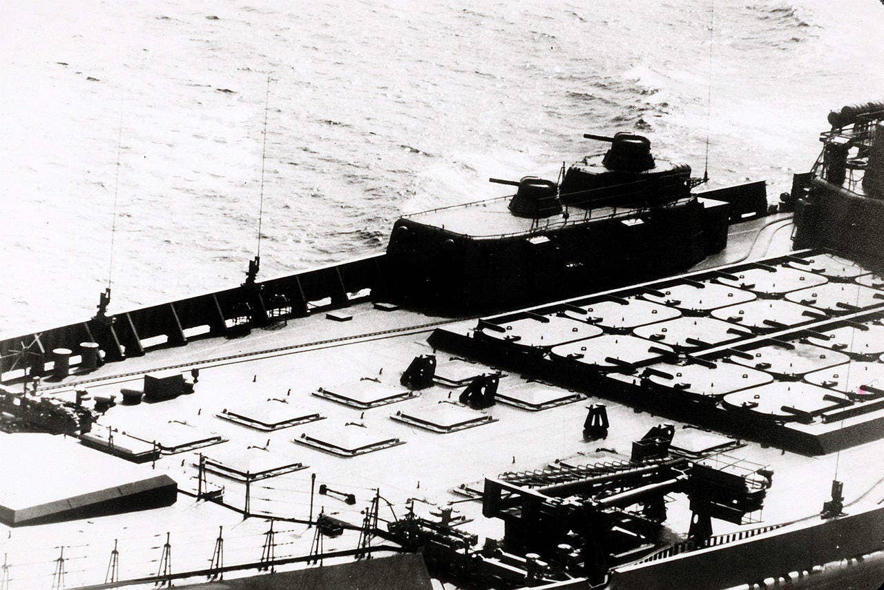 A look at the SS-N-19 cells on the Soviet battlecruiser Kirov. (DOD photo)