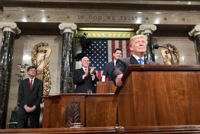 President Trump delivers the State of the Union address to Congress, Jan. 30, 2016 (U.S. Army photo)