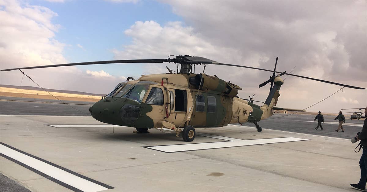 A Jordan Armed Forces UH-60 sits on the tarmac. (U.S. State Department photo)