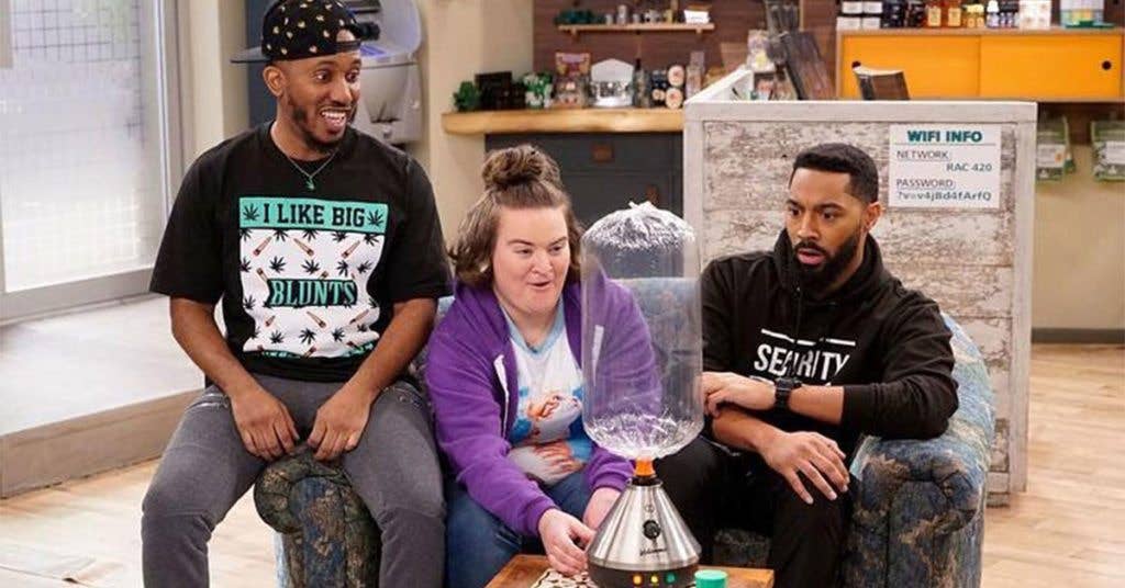 Dank (Chris Redd), Dabby (Betsy Sodaro), and Carter (Tone Bell) marvel at their newest marijuana ventilator. (Image source: Tone Bell's Facebook Fan Page)
