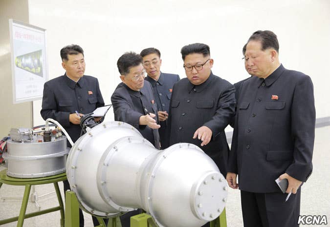 Kim Jong Un in a nuclear facility in North Korea. (KCNA)