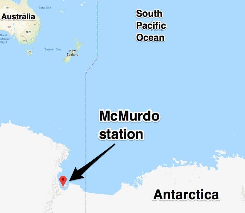 McMurdo Station, opened in December 1955, is the largest Antarctic station, located on the solid ground farthest south that is accessible by ship. (Christopher Woody/Google Maps)