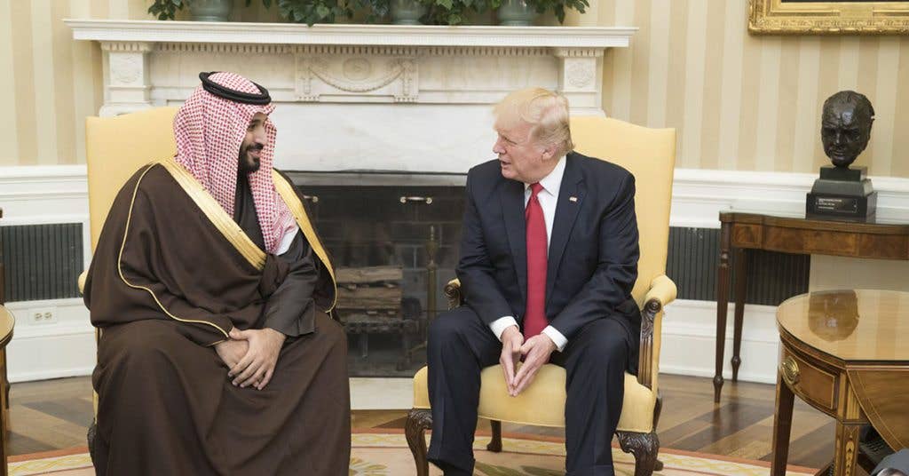 President Donald Trump speaks with Mohammed bin Salman, Deputy Crown Prince of Saudi Arabia. (Official White House Photo by Shealah Craighead)
