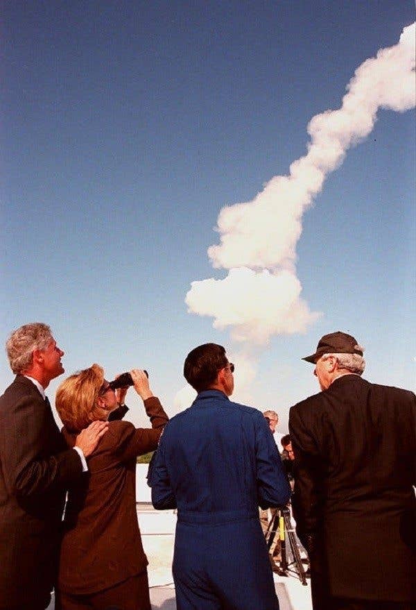 president and first lady watching launch