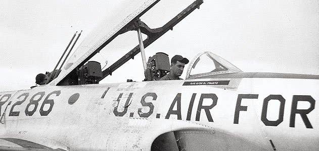 Airman George Johnson in a T-33 in late 1955. (George R. Johnson)