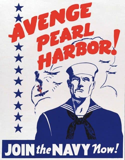 A WWII recruiting poster about avenging pearl harbor