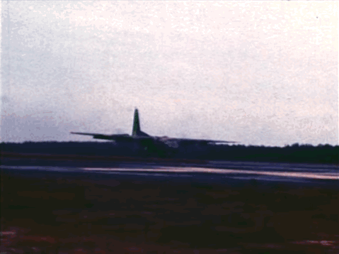 A C-130 conducting a Rocket-Assisted Takeoff. GIF: Youtube/Crediblesport's channel
