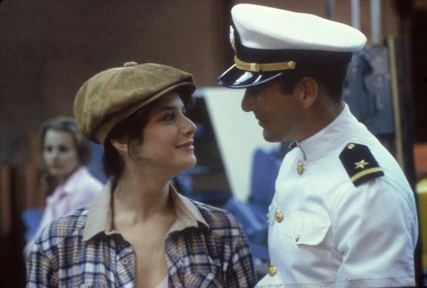 Paula (Debra Winger) with Zach (Richard Gere) right before he carries her out of the factory and into life as a Navy wife. (Photo: Paramount Pictures)