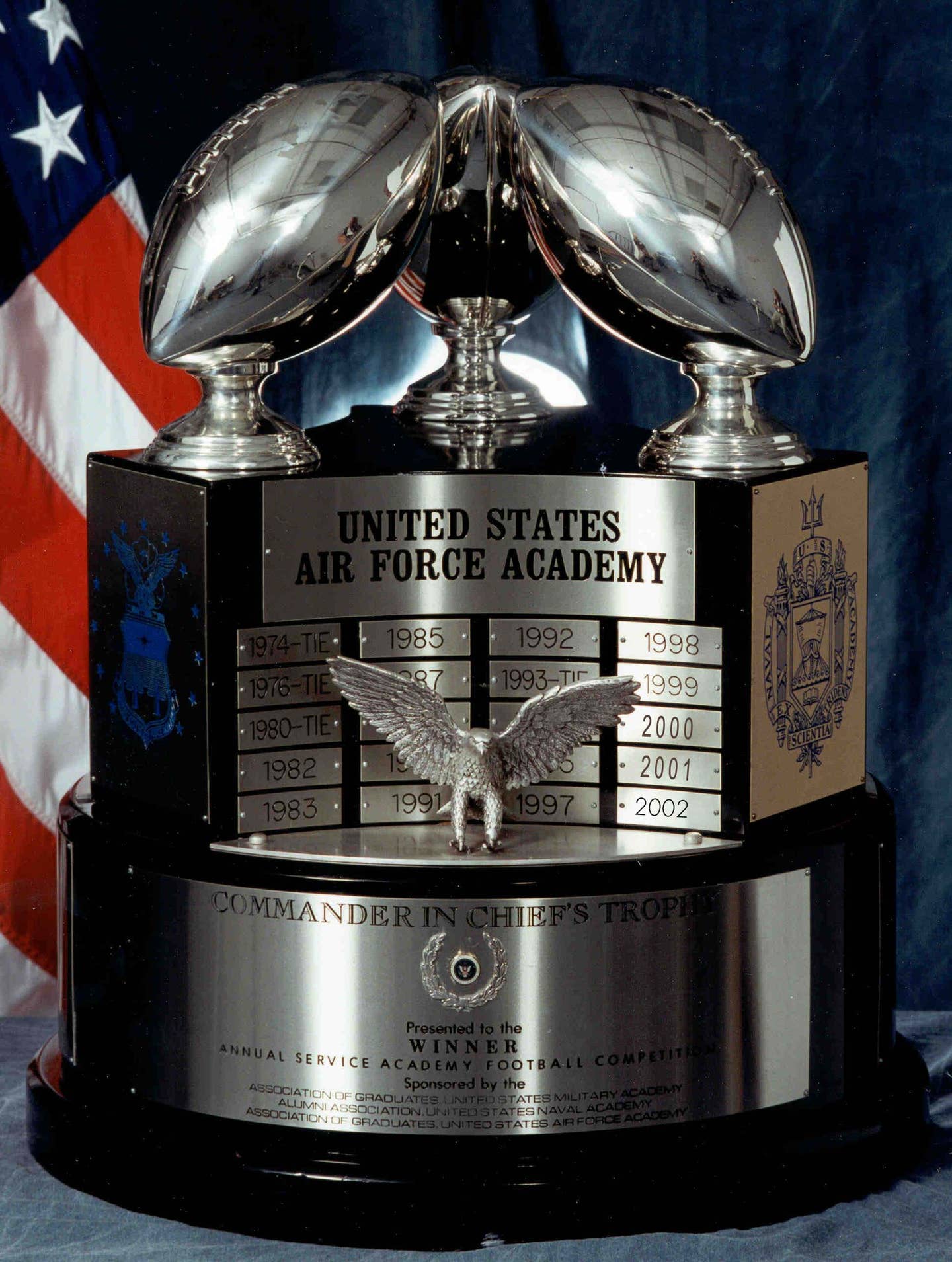 The Commander-in-Chief's Trophy, 2003. The Air Force has won this trophy 20 out of the 45 years it's existed. (U.S. Air Force photo.)