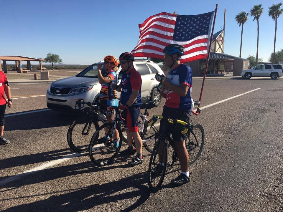 Flores and his team biked over 100 miles across the Arizona desert in support of Team RWB's Old Glory Relay. (Photo from Team RWB)