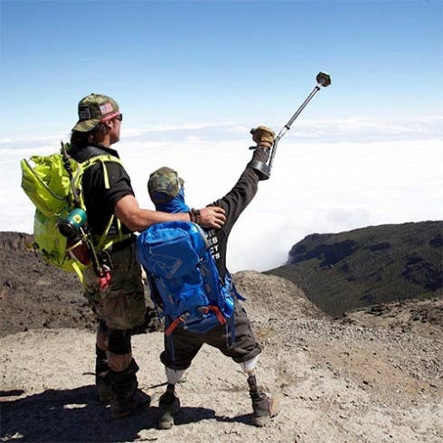 Medvetz with the first combat wounded double amputee to make the summit of Kilimanjaro.