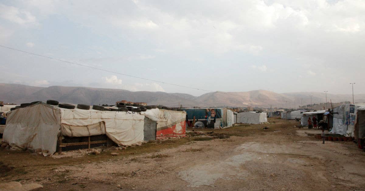An 'informal tented settlement' in Lebanon's Bekaa valley. Lebanon is housing an estimated 1.2 million Syrian refugees. Photo from Department for International Development.