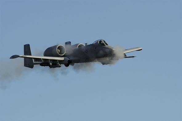 A-10 fires its GAU-8 during an exercise at Fort Polk. | US Air Force photo