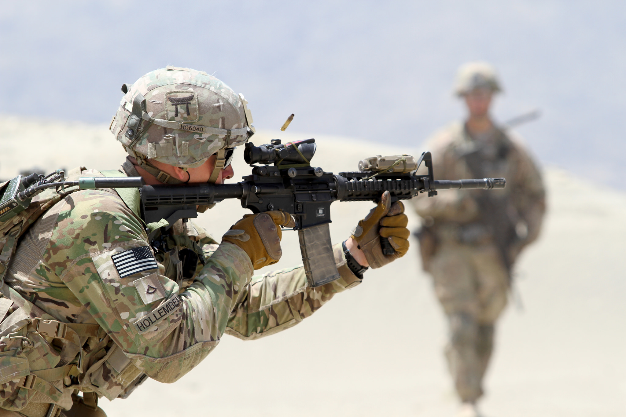 Really hard to find an escape from some gun-fu. (U.S. Army photo by Capt. Charlie Emmons)