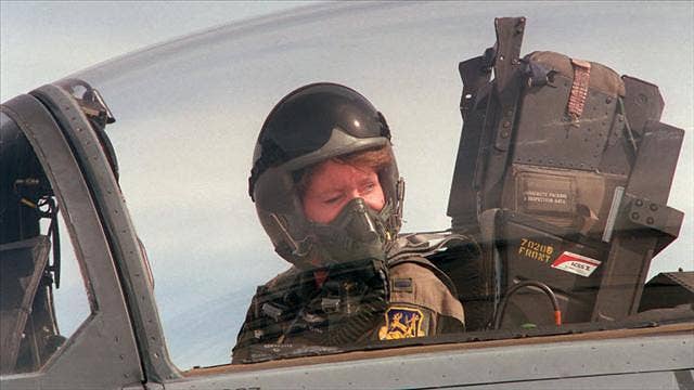 Jeannie Leavitt, the first U.S. Air Force fighter pilot in 1993 (U.S. Air Force photo)