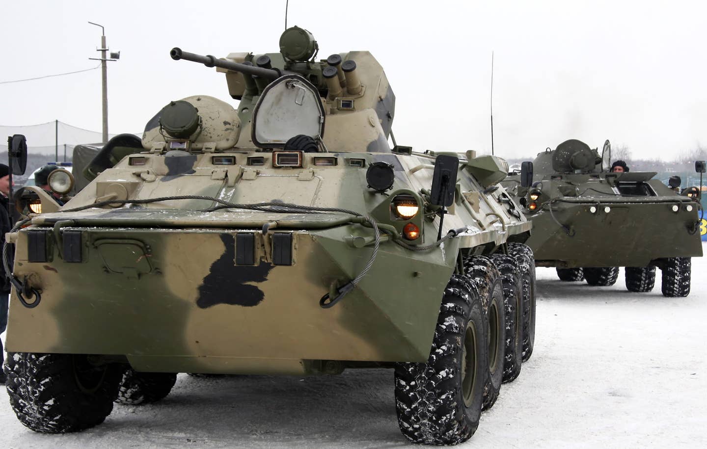 A BTR-80A, showing the 30mm autocannon. (Image from Wikimedia Commons)