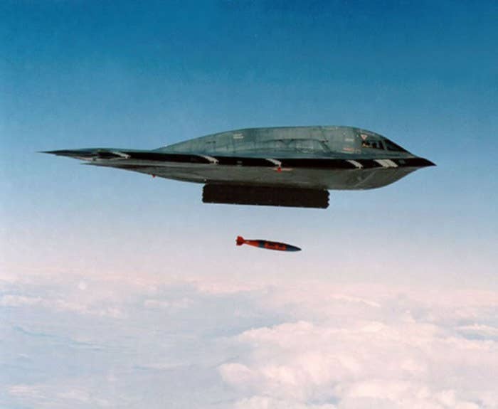 B-2 dropping a JDAM GPS-guided bomb. (Photo: U.S. Air Force)