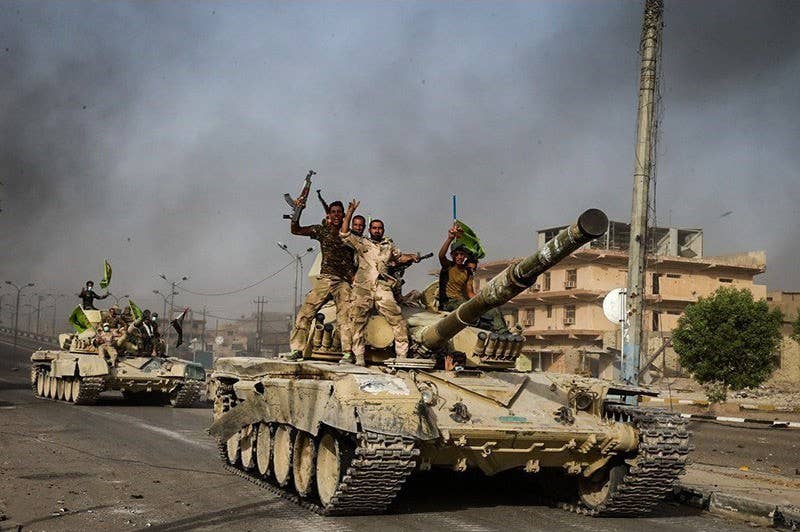 An Iraqi T-72 tank during the Liberation of Fallujah by Iraqi